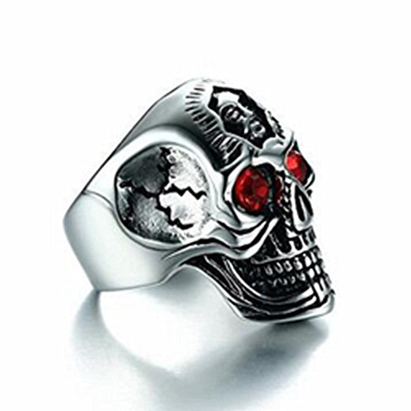 Red Eye Skull Ring For Men Punk Gothic Finger stainless steel jewelry