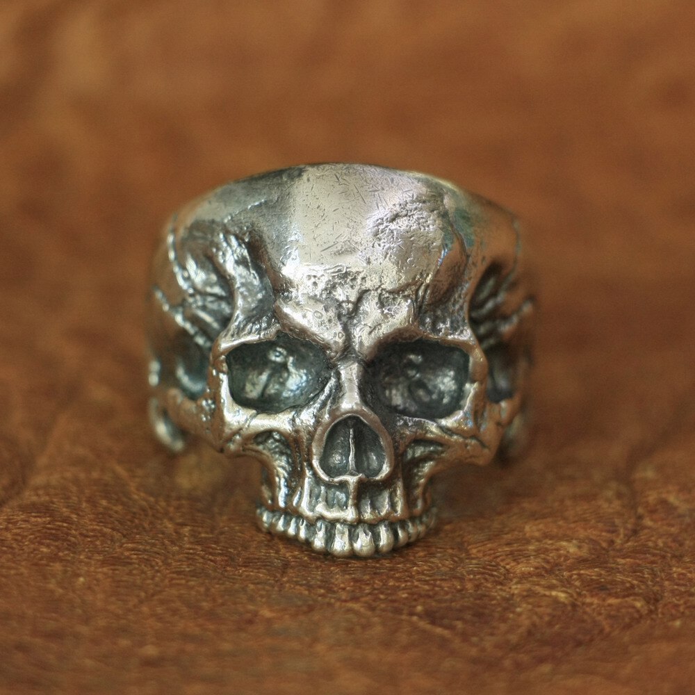 925 Sterling Silver Skull Ring Mens Biker Rock Punk Ring