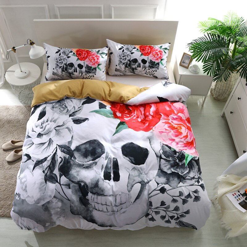 Flower Duvet Cover3D Skull Bedding sets Plaid Duvet Covers