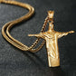 Male Stainless Steel Link Chain Round Circle Cross Pendant Necklace