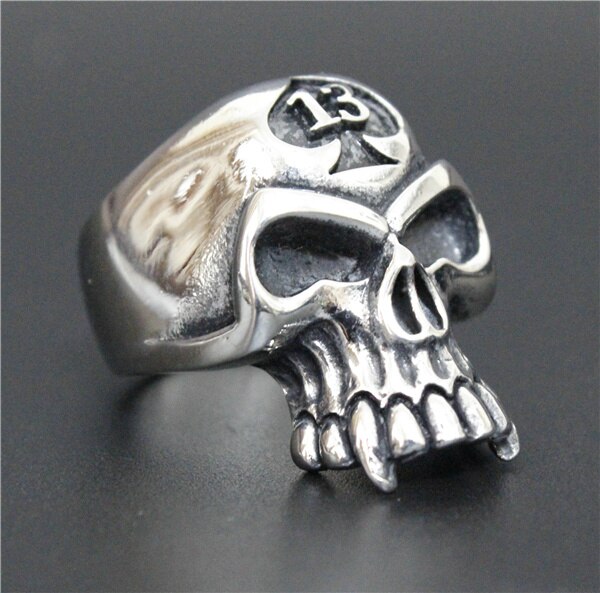 Spade Skull Ring Band Party Motor Biker Club Ring