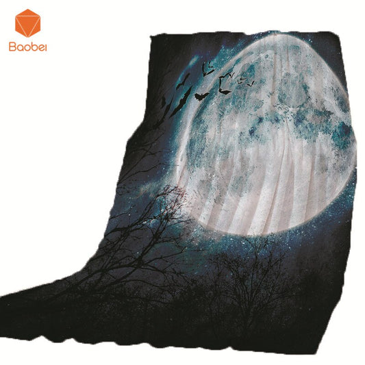 Thin Blanket For Bed Super Soft Skull forest Moon Halloween Throw Blanket