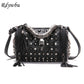 Genuine Leather Tassels Skull Handbag Women Luxury Rock