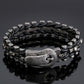 Skull Bracelets For Men Stainless Steel Gothic Ghost Head Leather
