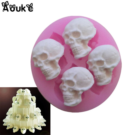 3D Skull Head Chocolate Molds Embossed Silicone Cake Mold