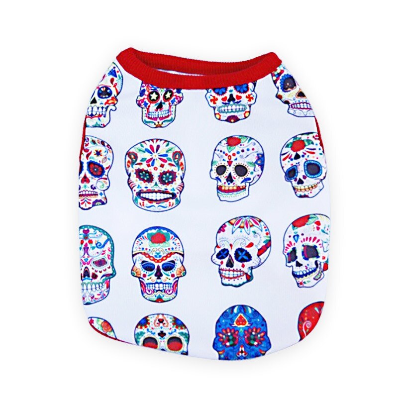Pet Dog Vest Clothes Cartoon Skull Vest Clothes For Dogs Cat T-shirt