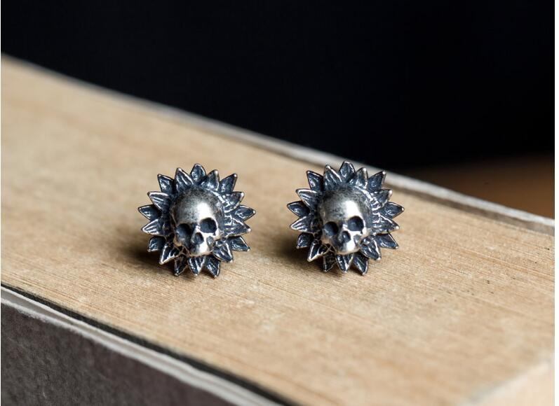 100% 925 Sterling Silver Ear Piercing Stud Earrings Fashion Sunflower