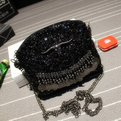 2019 designer women tassel skull chain bag PU