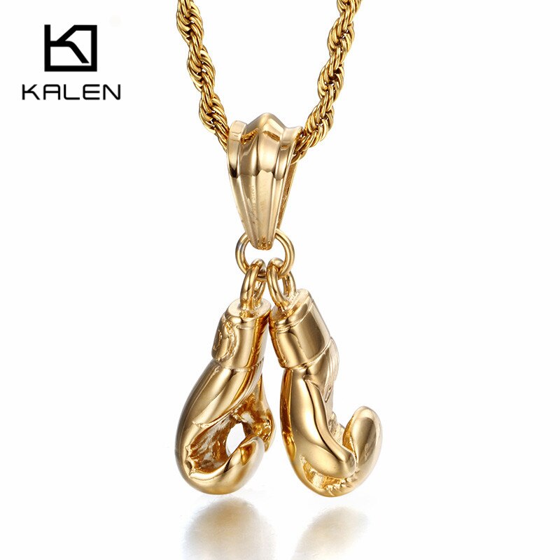 Stainless Steel High Quality Boxing Glove Pendant Long Chain Necklace