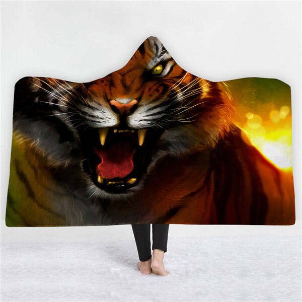 Tiger design Blankets hats keep warm sofa blankets comfortable soft twin