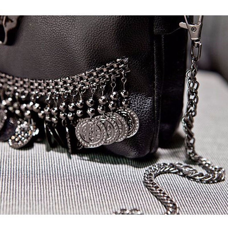 2019 designer women tassel skull chain bag PU