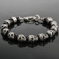 Vintage Stainless Steel Skull Beads Bracelet Men 8MM Natural Stone Mens Beaded Bracelets