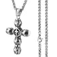 Male Stainless Steel Link Chain Round Circle Cross Pendant Necklace