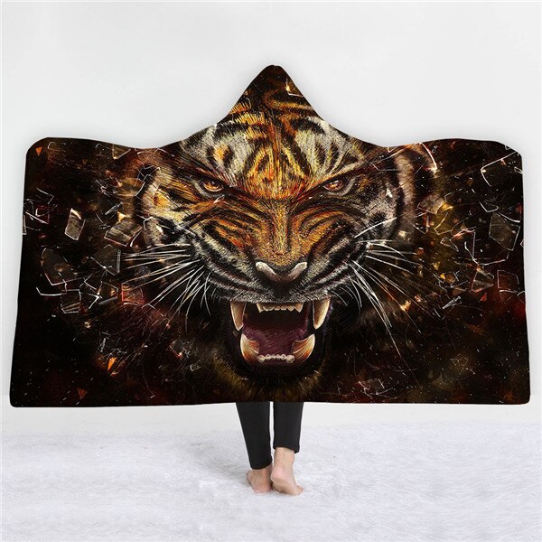 Tiger design Blankets hats keep warm sofa blankets comfortable soft twin