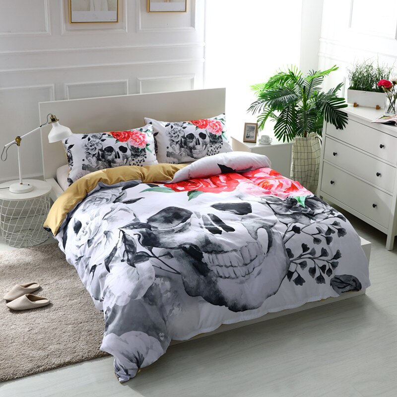 Flower Duvet Cover3D Skull Bedding sets Plaid Duvet Covers