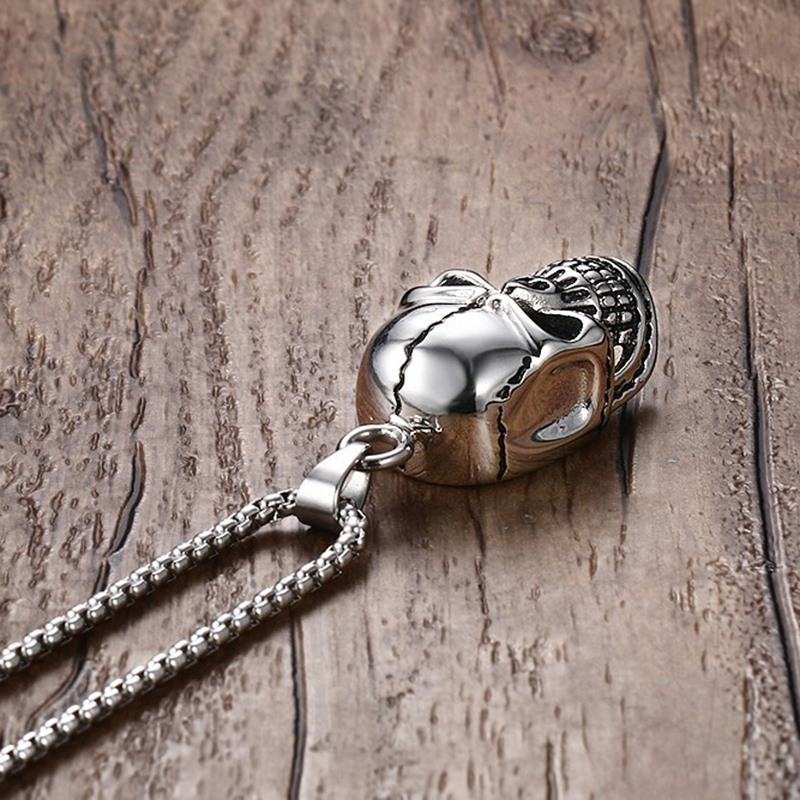 Men's Stainless Steel Skull Pendant Necklace in Tone Biker