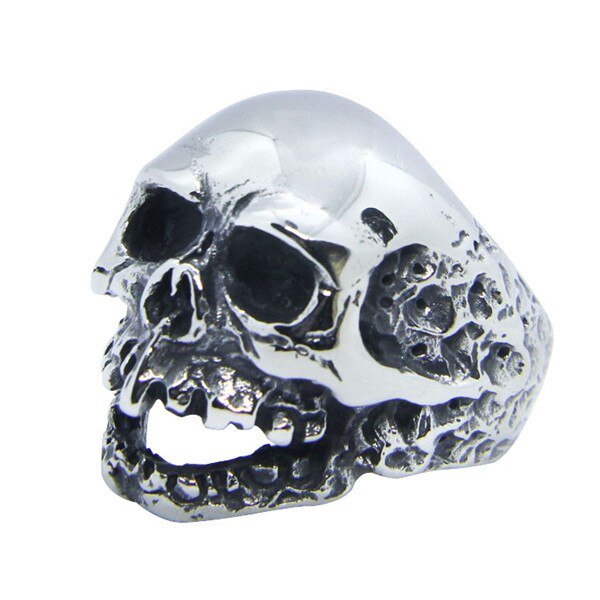 Stainless Steel Small Black Gold Retro Death Skull Ring Vintage