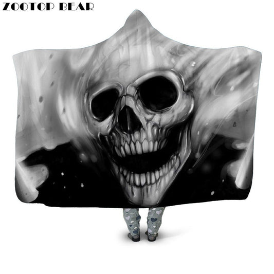 Fashion Hooded Blanket Skull Anime 3D Printing Woman Bedding