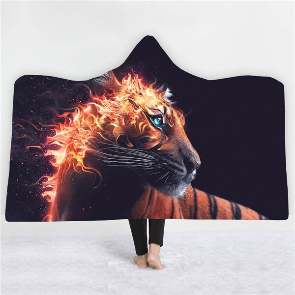 Tiger design Blankets hats keep warm sofa blankets comfortable soft twin