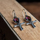 100% 925 Sterling Silver Drop Earrings Crystal Cross And Skull Shape Earrings