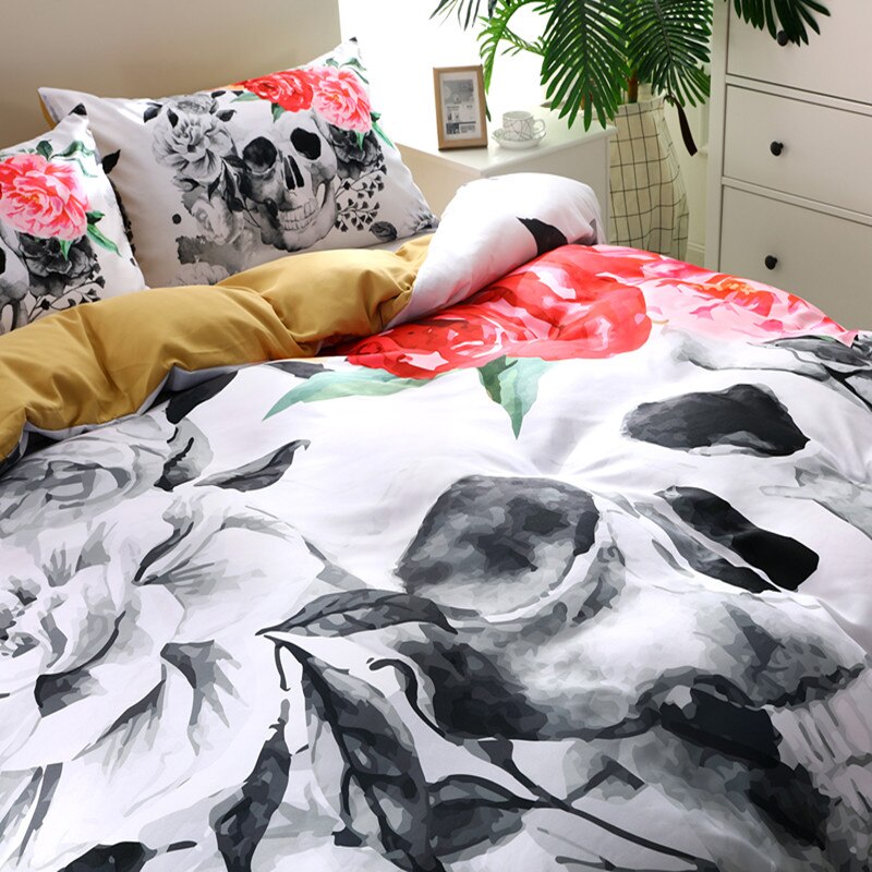 Flower Duvet Cover3D Skull Bedding sets Plaid Duvet Covers