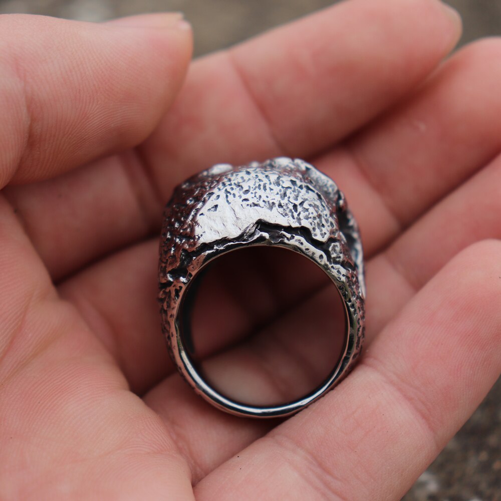 Mens Boys Vintage 316L Stainless Steel Rugged Skull Rings