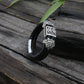 viking slavic Cowhide bracelet men Black Braided Leather Cuff Stainless Steel