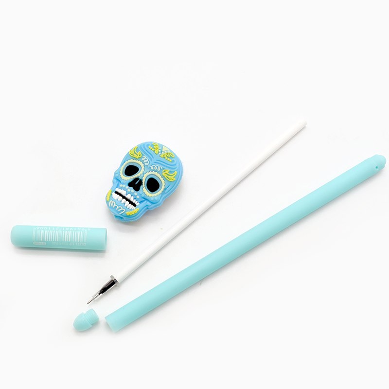 12Pcs Creative Gel Pens Skull Head Soft Glue Neutral Pen Office