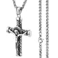 Male Stainless Steel Link Chain Round Circle Cross Pendant Necklace