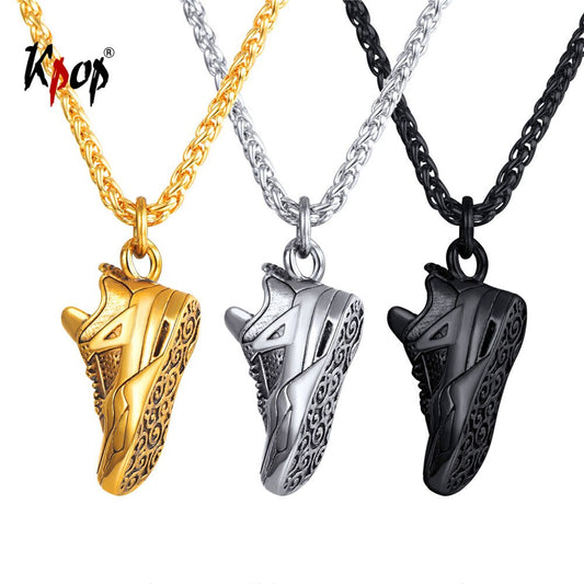 Sport Shoes Pendant Necklace Jewelry Stainless Steel Gold/Black