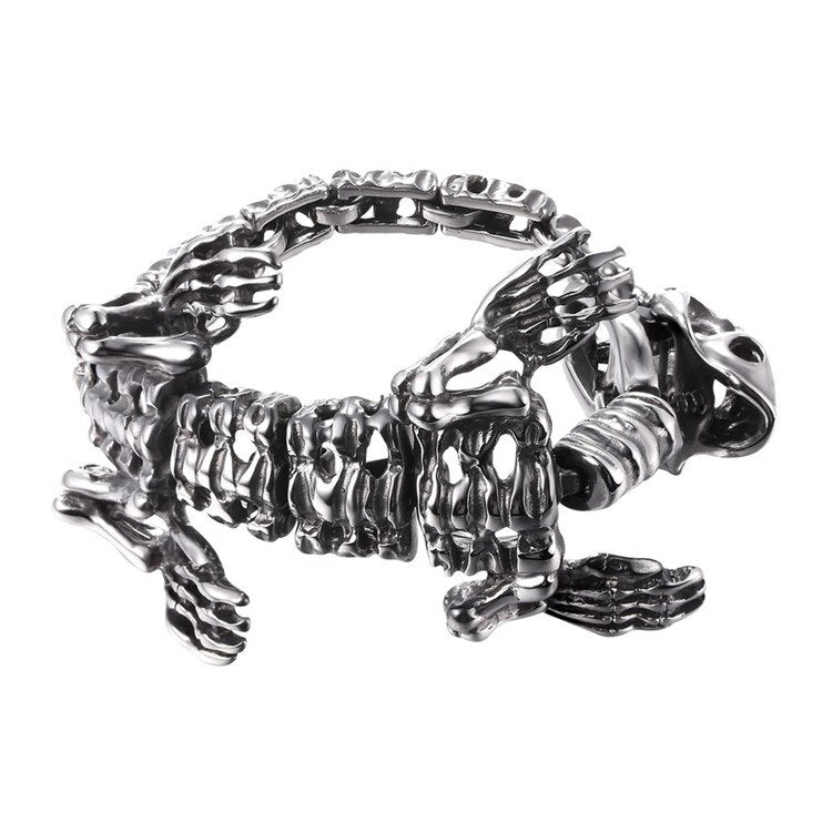 Dinosaur Skeleton Bracelet Black Gold Color 3D T Rex Tyrannosaurus