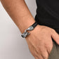 Unique Punk Leather Bracelet Men New Stainless Steel