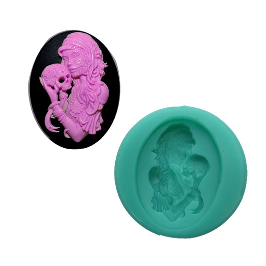Silicone Mould Lady with Skull Fondant Cake Decoration Mold