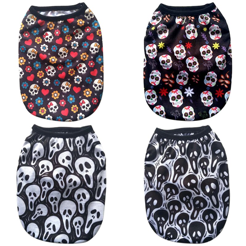 Pet Dog Vest Clothes Cartoon Skull Vest Clothes For Dogs Cat T-shirt
