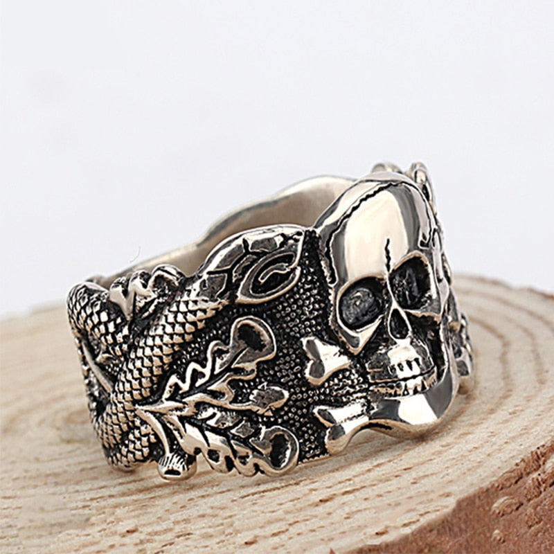 Skull Ring for Men 925 Sterling Silver Skeleton Walking Evil Demon Vintage