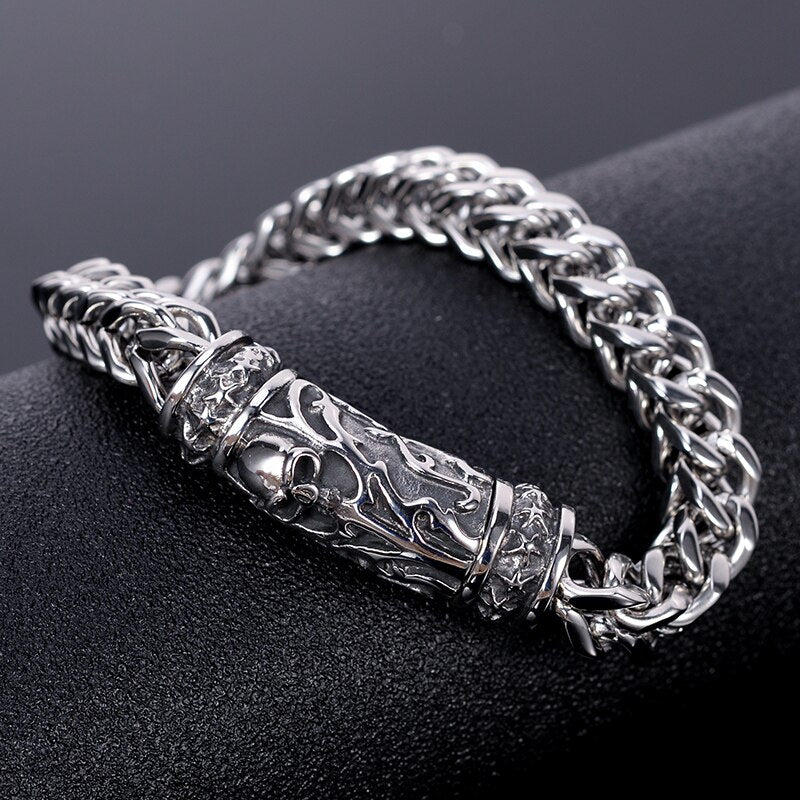 Punk Rock Skull Bracelet Men Best Friends Biker Jewelry Gothic Stainless Steel