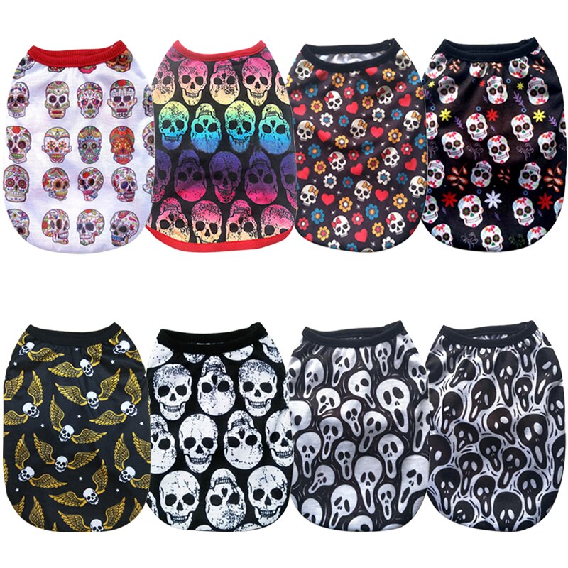 Pet Dog Vest Clothes Cartoon Skull Vest Clothes For Dogs Cat T-shirt
