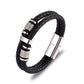 Punk Genuine Leather Bracelet Double Layer Black Gold