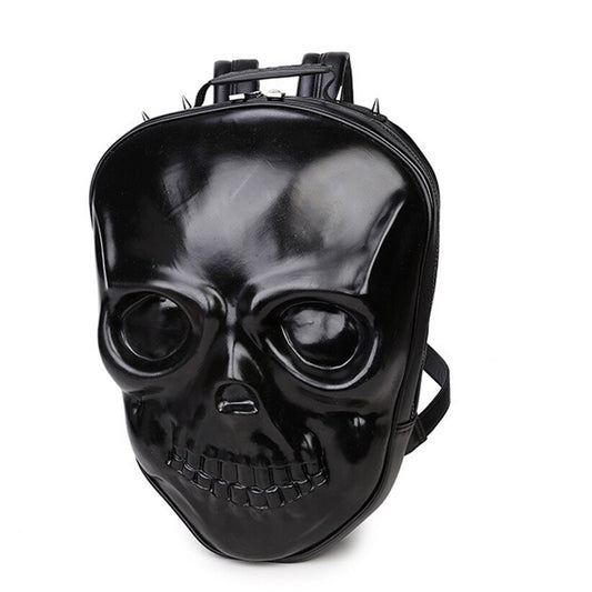 Men Skull shape Backpacks Men Thicken Leather Backpack