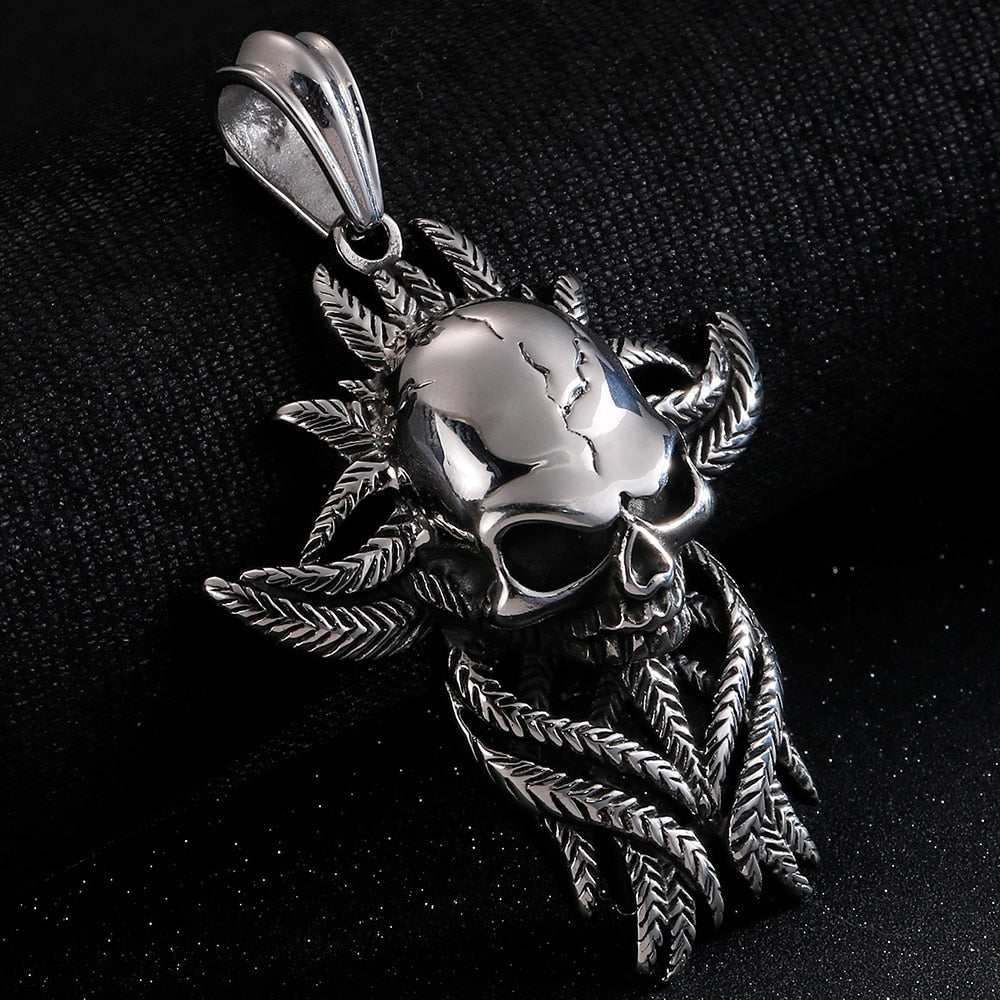 Cool Punk Stainless Steel Skull Pendants Necklaces For Men Fathers&#39; Day Birthday Gifts For Boyfriend Best Friends