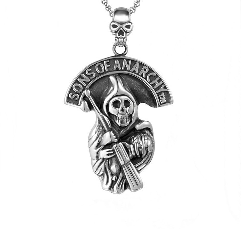 Titanium steel Skull Necklace Sons of Anarchy Pendant Men stainless steel