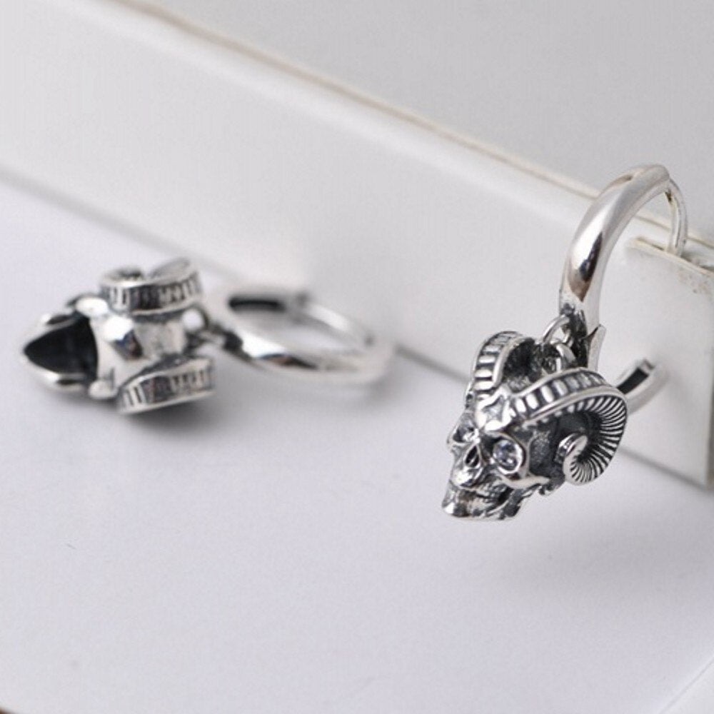 New solid pure S925 silver man earrings vintage 925 silver earrings