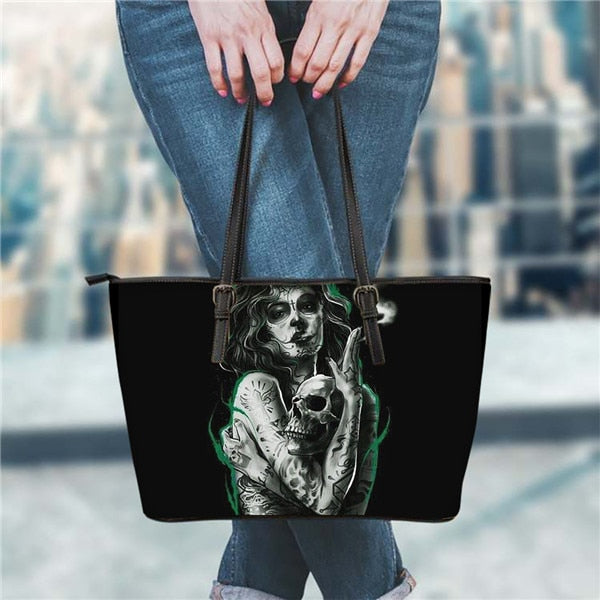 Gothic Girls Skull Brand Women's Bags High Quality Female Large Handbags Tote