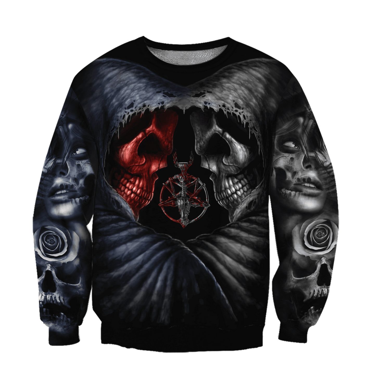 Reaper Skull Angel And Demon 3D All Over Printed Mens hoodies and Sweatshirt Autumn Unisex zipper Hoodie Casual Sportswear