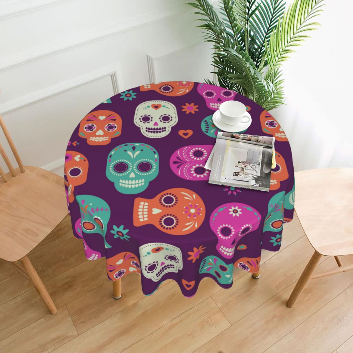 Rural style Sugar Skull Tablecloth Cotton Linen Washable Hotel Banquet Table Cloth for family Party Table Cover