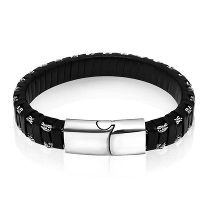 Leather Bracelet for Men Punk Hiphop Style Bracelets Steel