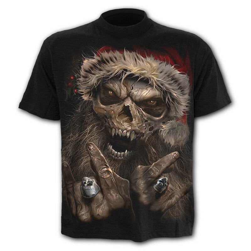 Skull t-shirt black t-shirt funny punk rock clothes 3d printing t-shirt