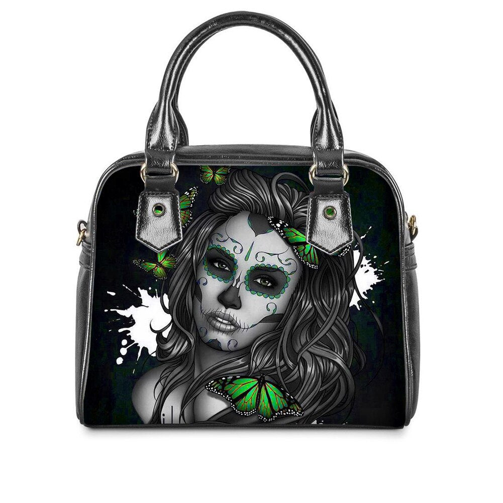 Sugar Skull Girls Print Luxury Handbags Rose Gothic Bags & wallet