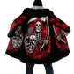 Winter Mens Cloak Fire Reaper Skull Tattoo 3D full Printing Fleece Hooded cloak Coat Unisex Casual Thick Warm Cape coat