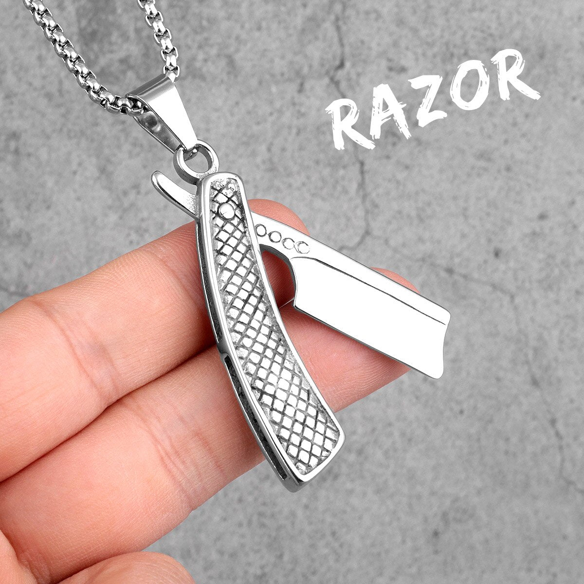 Haircut Razor Barber Long Men Necklaces Pendants Chain